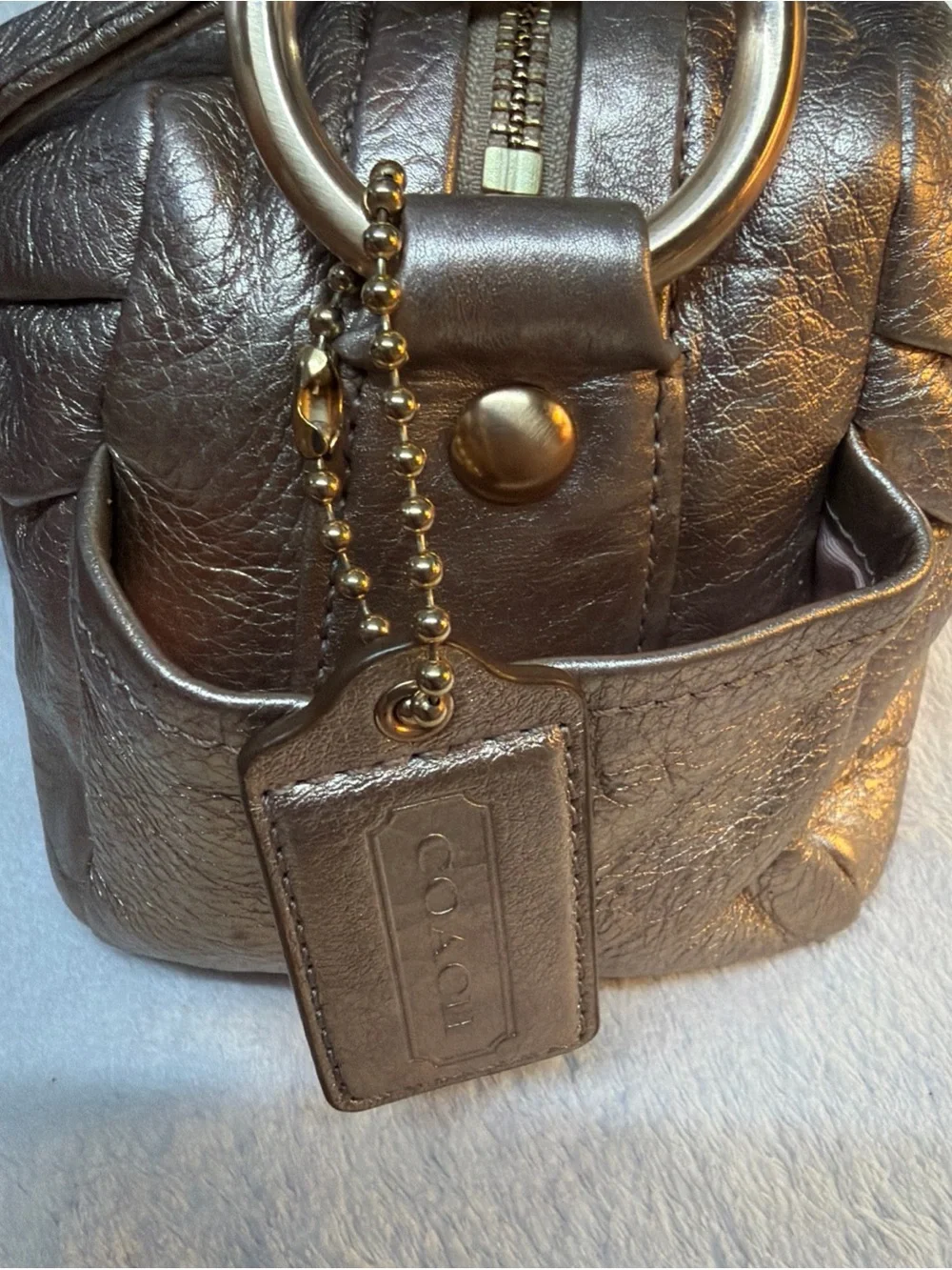 Coach #13465 Metallic Bronze Leather Shoulder Bag - Women